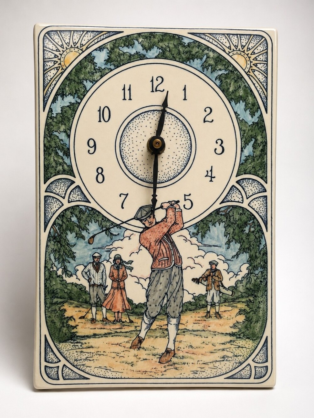 Santa Barbara Ceramic Design Golf Wall Clock Vintage Golfer Ceramic USA
